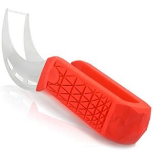 sleeké watermelon slicer & cutter new extended silicone cushioned handle made to slice and serve with ease - stainless steel - no mess, less stress