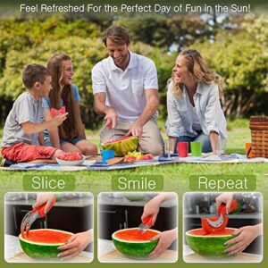 Sleeké Watermelon Slicer & Cutter New Extended Silicone Cushioned Handle Made to Slice and Serve with Ease - Stainless Steel - No Mess, Less Stress