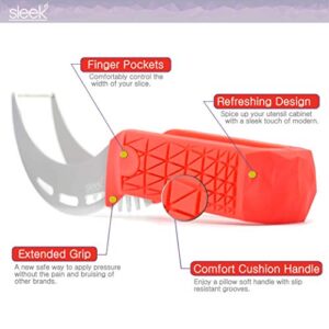 Sleeké Watermelon Slicer & Cutter New Extended Silicone Cushioned Handle Made to Slice and Serve with Ease - Stainless Steel - No Mess, Less Stress