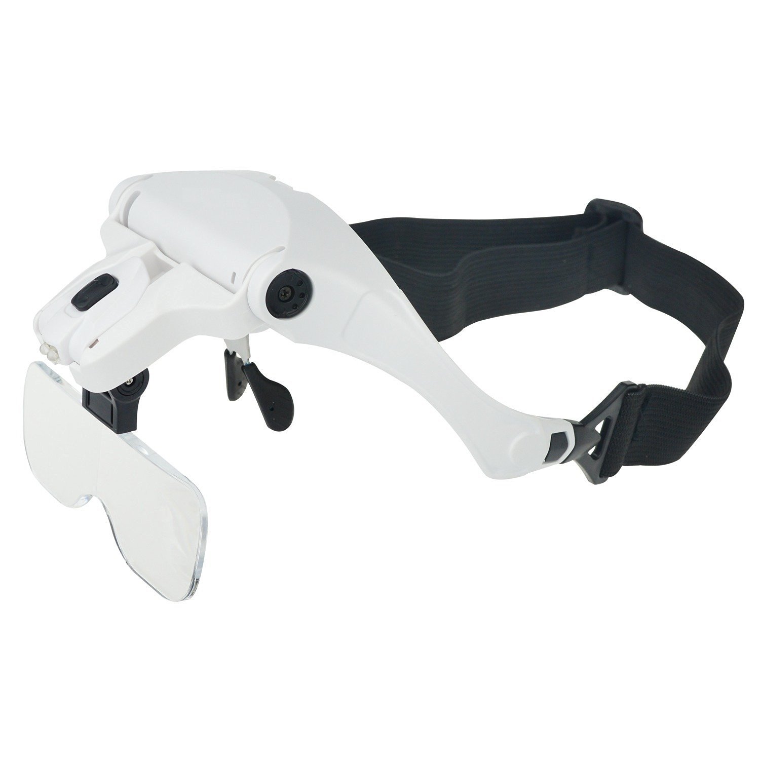 Glam Hobby h6902B Head Mount Magnifier with LED Head Light Bracket and Headband, 5 Replaceable and Interchangeable Lenses: 1.0X, 1.5X, 2.0X, 2.5X, 3.5X