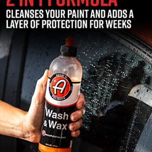 Adam's Wash & Wax 16oz - Car Wash Soap Infused with Pure Carnauba Car Wax Polymers | Paint Protection | Use in 5 Gallon Bucket Foam Cannon Foam Gun | RV, Boat, Marine Vehicle Wash