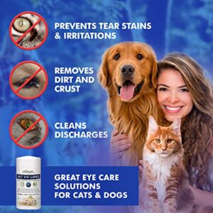 rava Pet Eye Wipes - for Dogs Cats Puppies & Kittens - 100 Count - Natural and Aromatherapy Medicated - Removes Dirt Crust and Discharge - Prevents Tear Stains (Pet Eye Wipes)