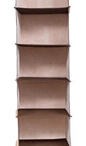 Internet's Best Hanging Closet Organizer - 6 Shelf - Clothing Sweaters Shoes Accessories Storage - Brown - College Dorm Kids Room Essential - Beige