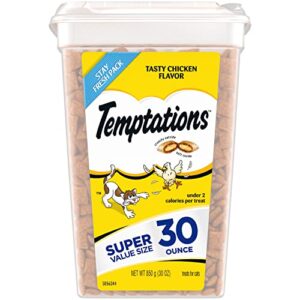 temptations classic crunchy and soft cat treats tasty chicken flavor, 30 oz. tub (packaging may vary)