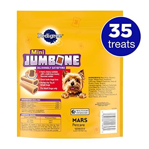 PEDIGREE MINI JUMBONE Small Dog Treats Real Beef Flavor, 21 oz. Pack (35 Treats)