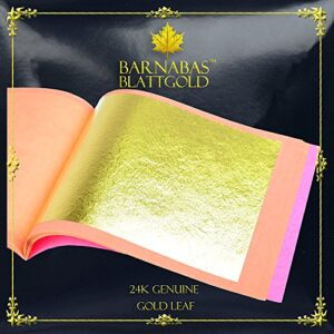 genuine gold leaf sheets 24k - by barnabas blattgold - 3.1 inches - 25 sheets booklet - loose leaf