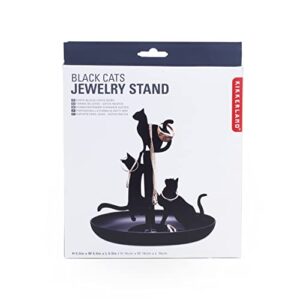 kikkerland black cats portable handheld compact metal steel travel organizer jewelry accessory holder storage stand, for bracelets, earrings, necklaces, rings, anklets