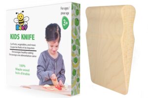 bee9 maple wood kids knife, kitchen tool for toddler and kids cooking. toddler knife/montessori kitchen.