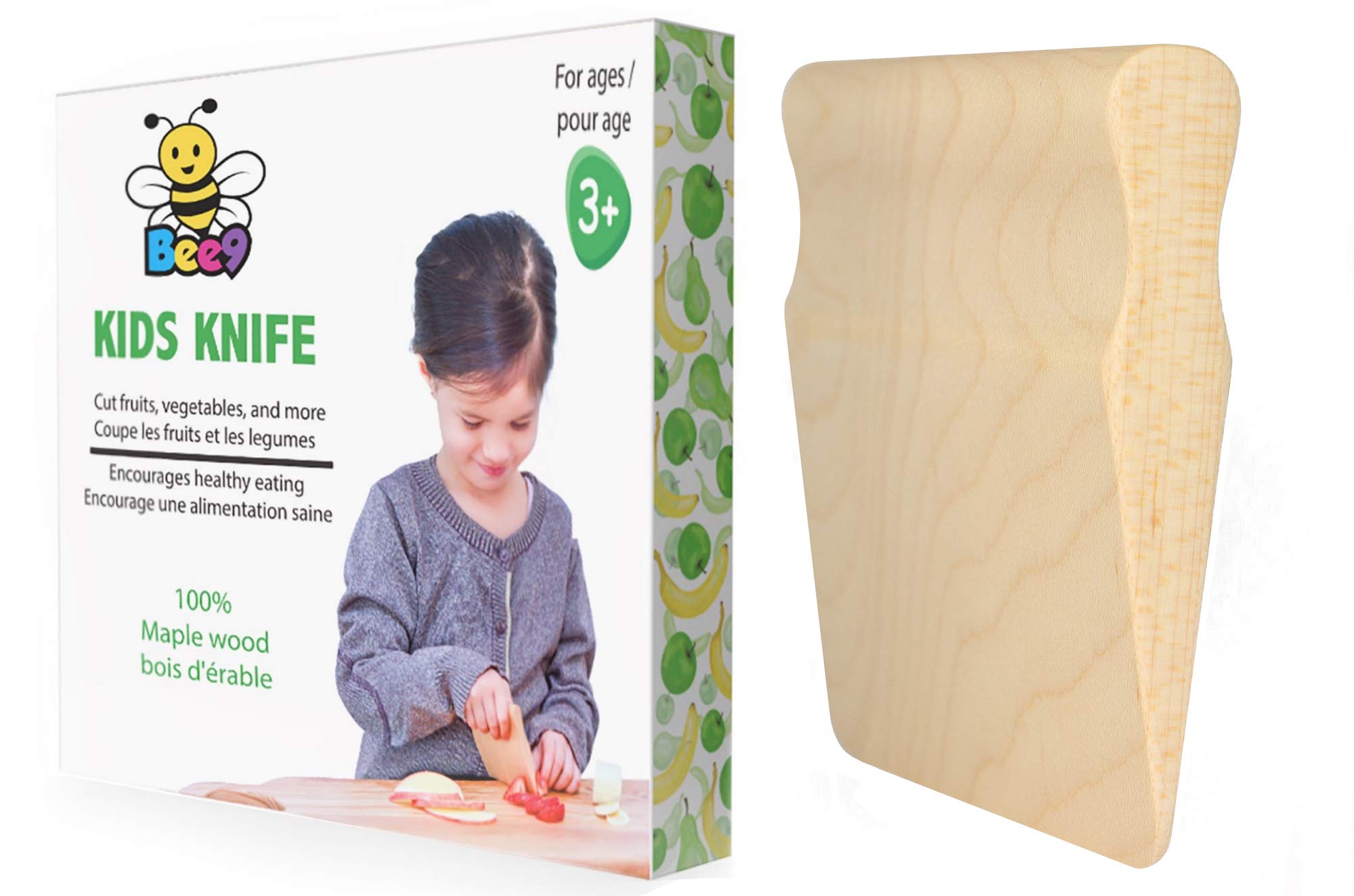 Bee9 Maple Wood Kids Knife, Kitchen Tool for Toddler and Kids Cooking. Toddler Knife/Montessori Kitchen.