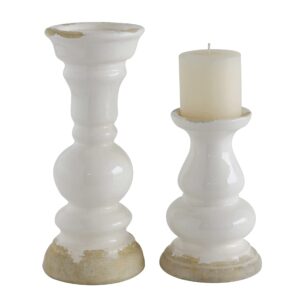 Creative Co-Op Stoneware Candleholder (Holds 3" Pillar Candle)