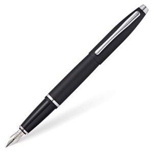 cross calais matte black fountain pen with stainless steel medium nib