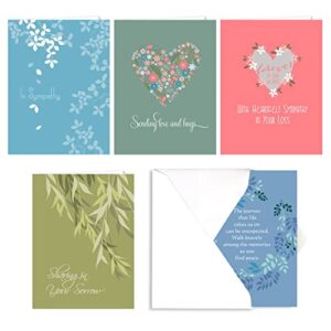 heartfelt sympathy card pack / 25 note cards set / 5 warm comfort designs / 4 5/8" x 6 1/4" peace note cards/made in the usa
