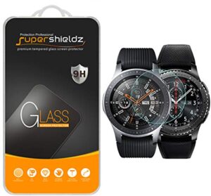 (2 pack) supershieldz designed for samsung galaxy watch (46mm) and gear s3 frontier tempered glass screen protector, anti scratch, bubble free