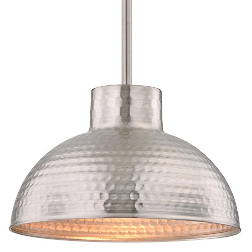 Westinghouse Lighting Brushed Nickel 6309600 One-Light Indoor Pendant, Hammered Finish