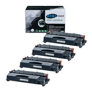 tonerplususa compatible ce505x cf280x crg120 toner cartridge – ce505x cf280x crg120 high yield toner cartridge replacement for hp laser printer – black [4 pack]