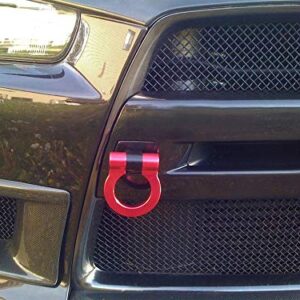iJDMTOY Red Track Racing Style Tow Hook Ring Compatible With 2008-2016 Mitsubishi Lancer Evolution Evo X 10 (CZ4A), Made of Lightweight Aluminum