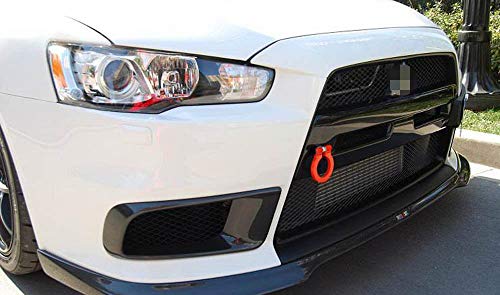 iJDMTOY Red Track Racing Style Tow Hook Ring Compatible With 2008-2016 Mitsubishi Lancer Evolution Evo X 10 (CZ4A), Made of Lightweight Aluminum