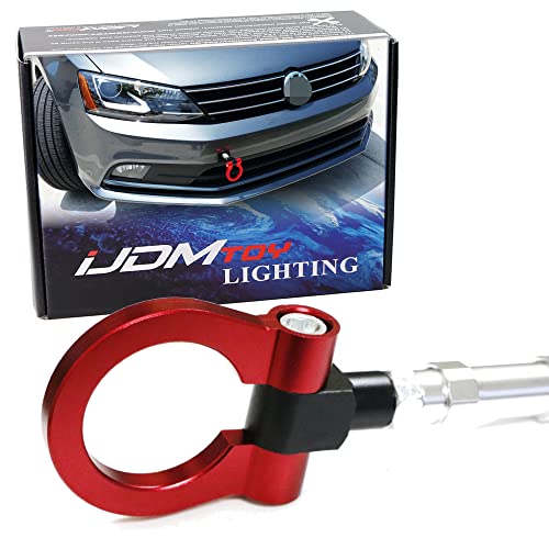 iJDMTOY Red Track Racing Style Tow Hook Ring Compatible with Volkswagen: 2011-2018 6th Gen Jetta (MK6), Made of Lightweight Aluminum