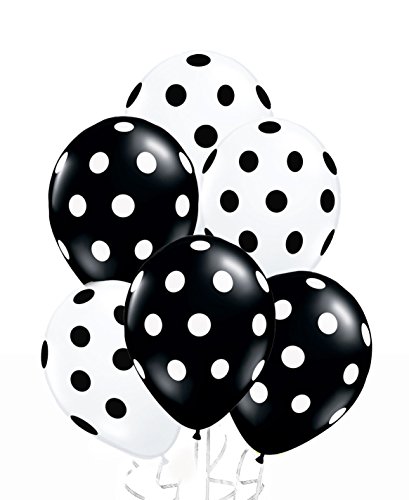 AnnoDeel 50 Pcs 12" Latex Balloons, Black and White Polka Dot Balloons for Brithday Balloon Wedding Balloon Decoration