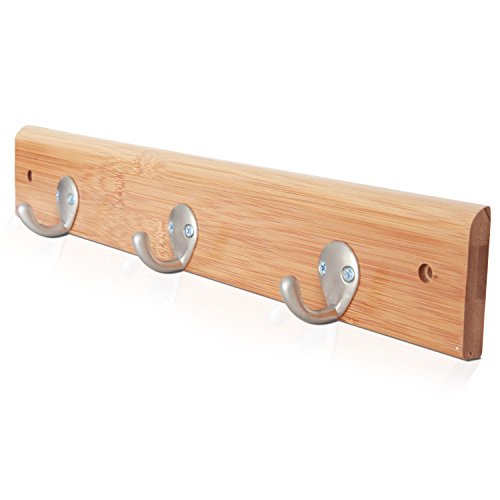 ToiletTree Products Bamboo Stainless Steel Wall Towel Hooks