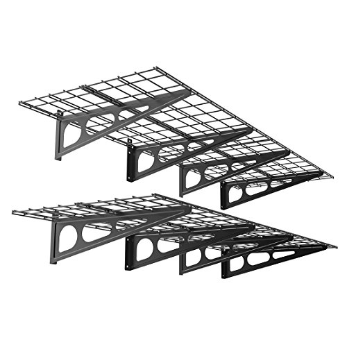 FLEXIMOUNTS 2' x 6' Black 2-Pack 2x6ft 24-inch-by-72-inch Wall Shelf Garage Storage Rack, 24" x 72"