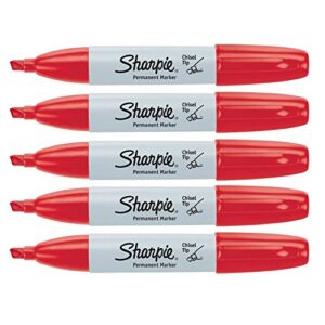 sharpie permanent marker, chisel tip, red, 5 markers per order (38283)