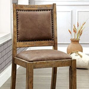 Furniture of America Burton Dining Chair, Rustic Pine