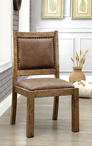 Furniture of America Burton Dining Chair, Rustic Pine