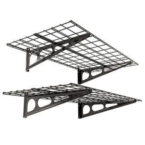 fleximounts 2 tier 2-pack 2x4ft 24-inch-by-48-inch wall shelf garage storage rack wall mounted floating shelves, black