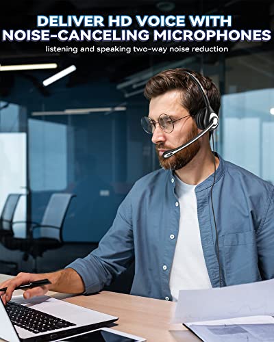 Wantek Corded Telephone RJ9 Headset Monaural with Noise Canceling Microphone for Call Center Telephone Systems with Plantronics M10 M12 M22 MX10 Amplifiers or Cisco 7942 7971 Office IP Phones(F600C1)