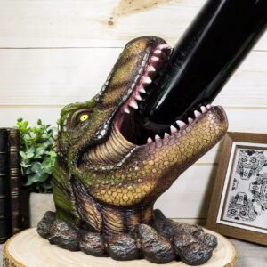 Ebros Large Prehistoric Dinosaur T-Rex Head Wine Bottle Holder 10.75" Tall Caddy Figurine Jurassic Era Trex Statue Kitchen and Dining Decor Party Hosting Prop Tyrannosaurus Rex Dinosaurs