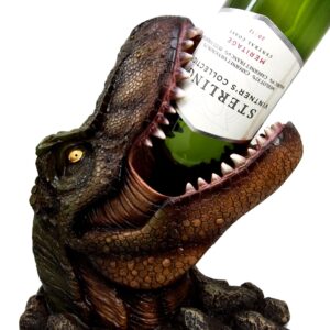 Ebros Large Prehistoric Dinosaur T-Rex Head Wine Bottle Holder 10.75" Tall Caddy Figurine Jurassic Era Trex Statue Kitchen and Dining Decor Party Hosting Prop Tyrannosaurus Rex Dinosaurs