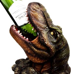 Ebros Large Prehistoric Dinosaur T-Rex Head Wine Bottle Holder 10.75" Tall Caddy Figurine Jurassic Era Trex Statue Kitchen and Dining Decor Party Hosting Prop Tyrannosaurus Rex Dinosaurs