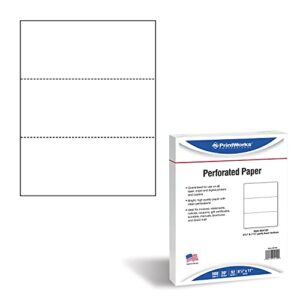 PrintWorks Professional Paper, 8.5 x 11, 20 lb, 2 Horizontal Perfs 3.66" and 7.33", 500 Sheets, White (04120)