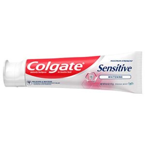 Colgate Whitening Toothpaste for Sensitive Teeth, Enamel Repair and Cavity Protection, Fresh Mint Gel, 6 Oz (Pack of 3)