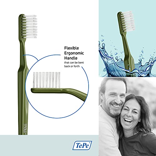 TEPE Denture Care Denture Brush, Adult Denture-Cleaner Toothbrush for Full or Partial Dentures