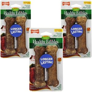 Nylabone Healthy Edibles Roast Beef Flavored Treat Bones, Size Regular - 6 Bone Total (3 Packages with 2 Bones each)