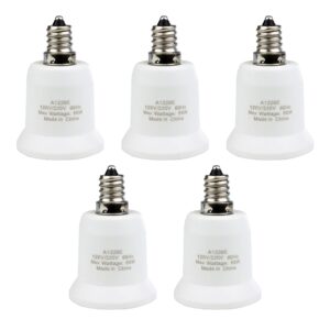 newhouse lighting candelabra to standard light bulb socket adapter, 5-pack - a1226e-5, white