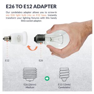 Newhouse Lighting Candelabra to Standard Light Bulb Socket Adapter, 5-Pack - A1226E-5, White