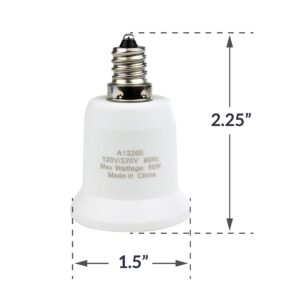 Newhouse Lighting Candelabra to Standard Light Bulb Socket Adapter, 5-Pack - A1226E-5, White