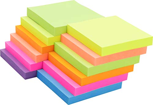 4A Sticky Pop-up Notes,3 x 3 Inches,Neon Assorted,Self-Stick Notes,100 Sheets/Pad,12 Pads/Pack,4A 303x12-N-Z