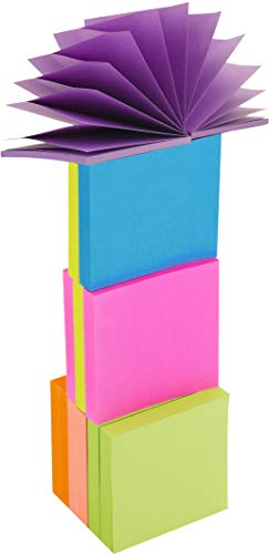 4A Sticky Pop-up Notes,3 x 3 Inches,Neon Assorted,Self-Stick Notes,100 Sheets/Pad,12 Pads/Pack,4A 303x12-N-Z