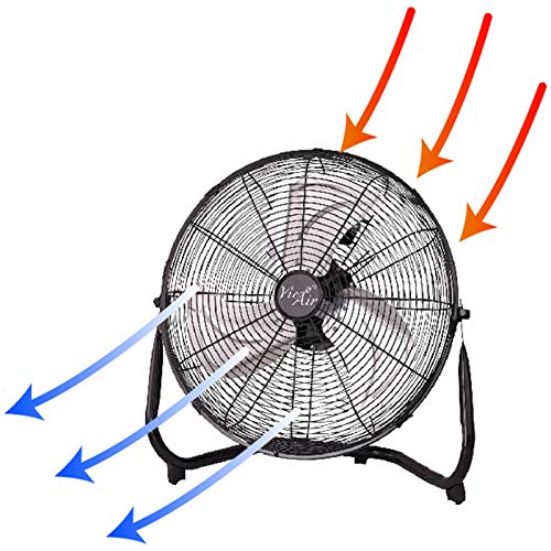 Vie Air VA-14 Industrial High Velocity Tilting 3 Speed Heavy Duty Metal Floor Fan , Black