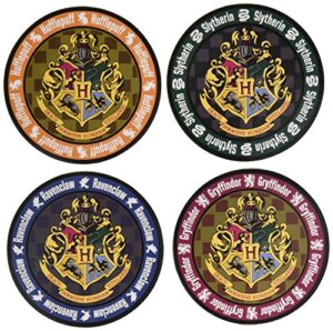 harry potter hogwarts crest round colored 4-pack coaster, one size, multicolor