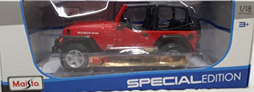 Maisto 2004 Jeep Wrangler Rubicon 1:18 Diecast Model Car, Red