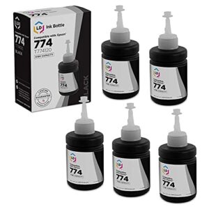 ld compatible ink bottle replacement for epson 774 t774120 high capacity (black, 5-pack)