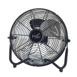 vie air 12 inch industrial powerful and quiet heavy duty metal floor fan, black