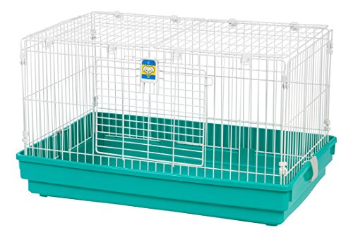 IRIS USA Medium Wire Animal House, Easy to Clean Cage with Wide Access Drop Down Door for Small-Sized Pets Animals Rabbits Guinea Pigs Rats, Green