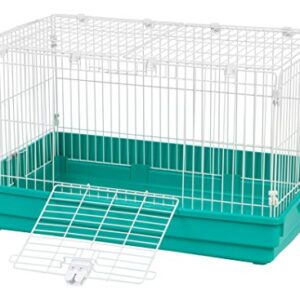 IRIS USA Medium Wire Animal House, Easy to Clean Cage with Wide Access Drop Down Door for Small-Sized Pets Animals Rabbits Guinea Pigs Rats, Green