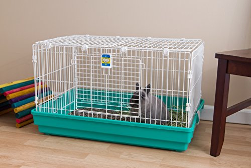 IRIS USA Medium Wire Animal House, Easy to Clean Cage with Wide Access Drop Down Door for Small-Sized Pets Animals Rabbits Guinea Pigs Rats, Green